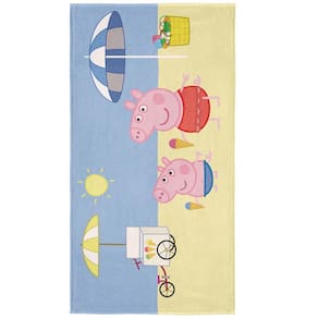 Toalha Aveludada Infantil Lepper Peppa Pig em Algodão com 1 Peça - Azul